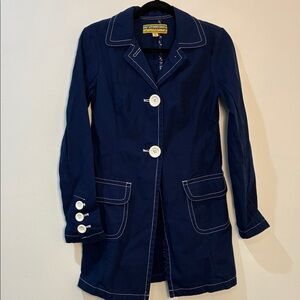 Navy coat with White Buttons and pockets